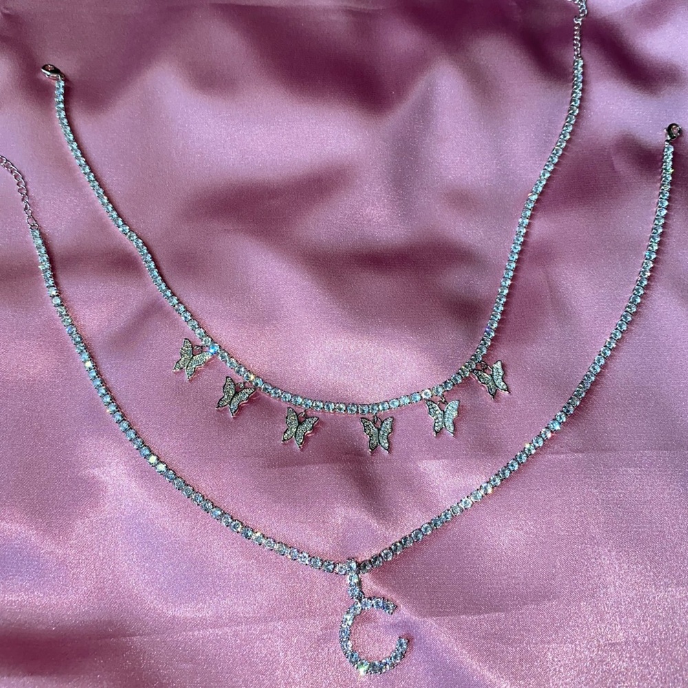 Initial Letter Pendant Tennis Chain